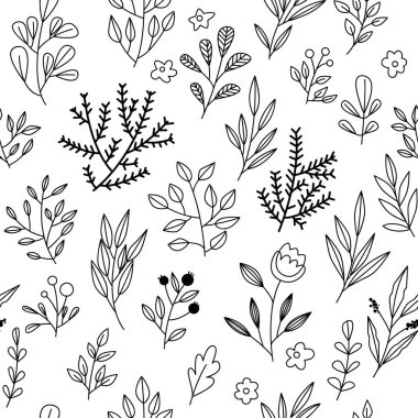 Çiçekli ve bitkili doku. Çiçek süsü. Orijinal çiçek deseni.