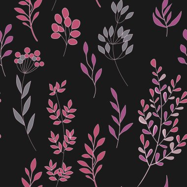 Çiçekli ve bitkili doku. Çiçek süsü. Orijinal çiçek deseni.