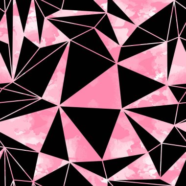 Kusursuz mozaik doku. Vektör kaleydoskop arka planı. Suluboya geometrik desen. Lekeli cam efekti.