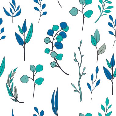 Çiçekli ve bitkili doku. Çiçek süsü. Orijinal çiçek deseni.