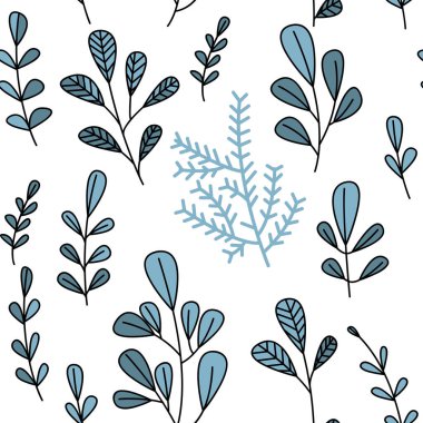 Çiçekli ve bitkili doku. Çiçek süsü. Orijinal çiçek vektör deseni.