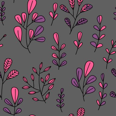 Çiçekli ve bitkili doku. Çiçek süsü. Orijinal çiçek vektör deseni.