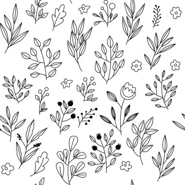 Çiçekli ve bitkili doku. Çiçek süsü. Orijinal çiçek deseni.