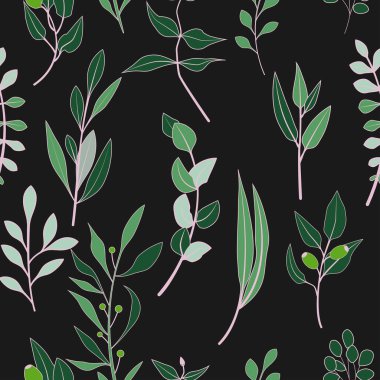 Çiçekli ve bitkili doku. Çiçek süsü. Orijinal çiçek deseni.