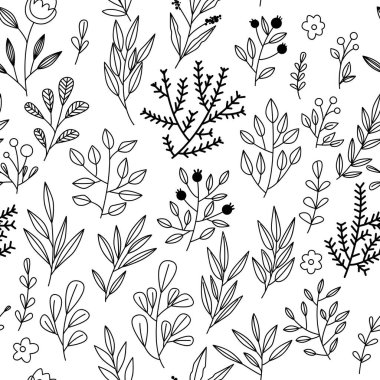 Çiçekli ve bitkili doku. Çiçek süsü. Orijinal çiçek deseni.