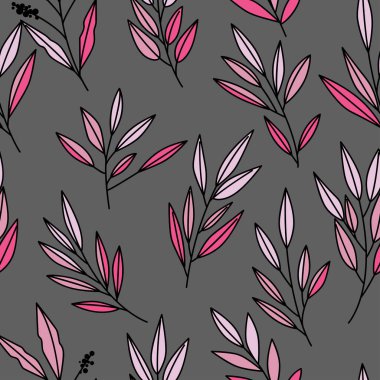 Çiçekli ve bitkili doku. Çiçek süsü. Orijinal çiçek vektör deseni.