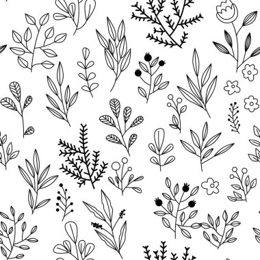 Çiçekli ve bitkili doku. Çiçek süsü. Orijinal çiçek deseni.