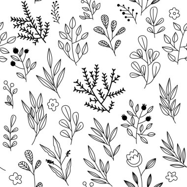 Çiçekli ve bitkili doku. Çiçek süsü. Orijinal çiçek deseni.