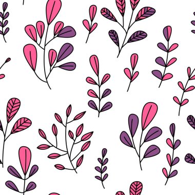 Çiçekli ve bitkili doku. Çiçek süsü. Orijinal çiçek vektör deseni.