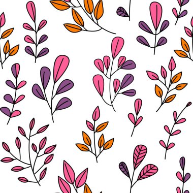 Çiçekli ve bitkili doku. Çiçek süsü. Orijinal çiçek vektör deseni.