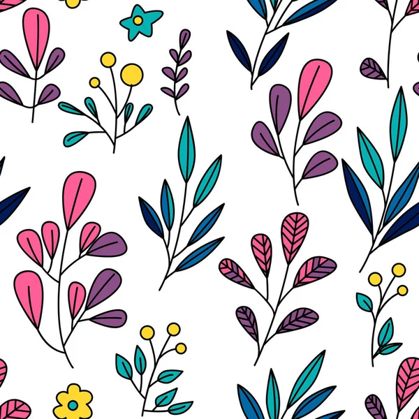 Textur Mit Blumen Und Pflanzen Floraler Schmuck Ursprüngliches Blumenvektormuster — Stockvektor