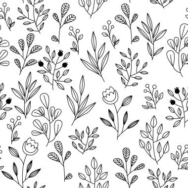 Çiçekli ve bitkili doku. Çiçek süsü. Orijinal çiçek deseni.