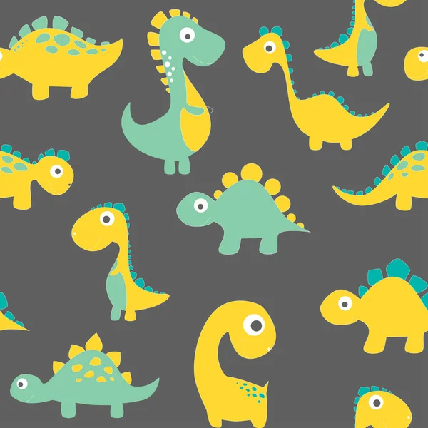 Childish Dinosaur Seamless Pattern Fashion Clothes Fabric Shirts Hand Drawn — Stock Vector