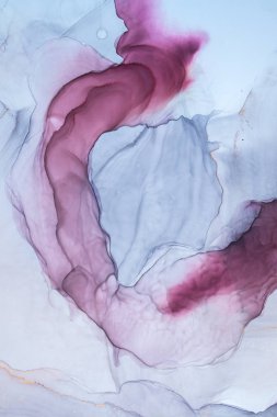 Alkol mürekkebi deniz dokusu. Çağdaş sanat. Soyut sanat geçmişi. Çok renkli parlak bir doku. Sanat eserinin bir parçası. Modern sanat. Gökyüzünden esinlenildiği kadar buhar ve dumandan da. Moda duvar kağıdı.