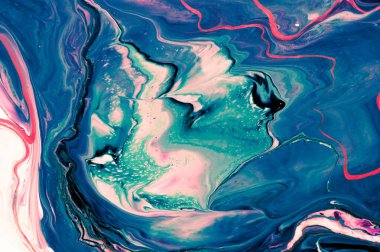 Akrilik, boya, soyut. Tabloya yakın çekim. Renkli soyut resim arkaplanı. Yüksek desenli yağlı boya. Yüksek kalite detaylar. Mermer. Mermer dokusu. Boya sıçraması. Renkli sıvı.