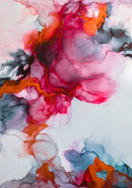 Mermer. Mermer dokusu. Boya sıçraması. Renkli sıvı. Soyut renkli arkaplan. Raster illüstrasyonu. Renkli soyut resim arkaplanı. Yüksek desenli yağlı boya. Yüksek kaliteli detaylar.