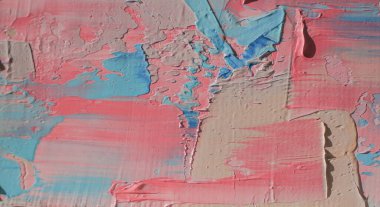 Parça. Çok renkli desenli boya. Soyut sanat geçmişi. Tuval üzerine yağ. Sert fırça darbeleri. Yağlı boya ve palet bıçağıyla yapılmış bir resmin yakın çekimi. Yüksek desenli, yüksek kaliteli detaylar.