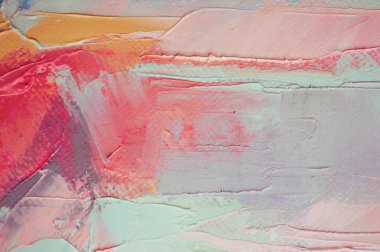 Parça. Çok renkli desenli boya. Soyut sanat geçmişi. Tuval üzerine yağ. Sert fırça darbeleri. Yağlı boya ve palet bıçağıyla yapılmış bir resmin yakın çekimi. Yüksek desenli, yüksek kaliteli detaylar.