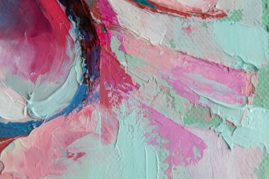 Tuval üzerindeki yağlı boya palet bıçağıyla yazılır. Yağlı boya ve palet bıçağıyla yapılmış bir resmin resmi.. 