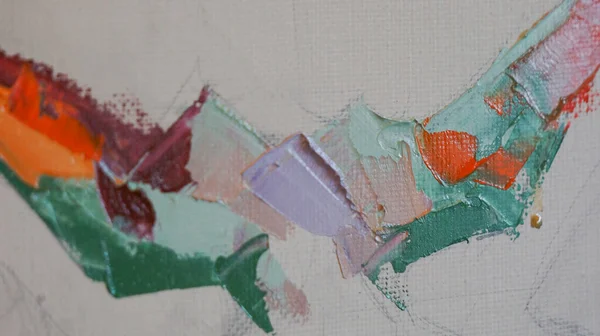 Фрагмент Многоцветная Текстурная Живопись Абстрактное Искусство Масло Холсте Грубые Мазки — стоковое фото
