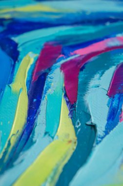 Tuval üzerindeki yağlı boya palet bıçağıyla yazılır. Yağlı boya ve palet bıçağıyla yapılmış bir resmin resmi.. 