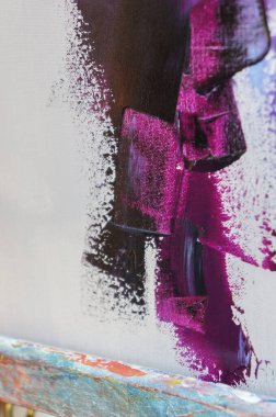 Tuval üzerindeki yağlı boya palet bıçağıyla yazılır. Yağlı boya ve palet bıçağıyla yapılmış bir resmin resmi.. 