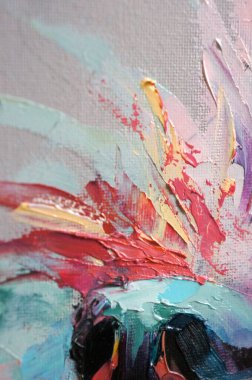 Tuval üzerindeki yağlı boya palet bıçağıyla yazılır. Yağlı boya ve palet bıçağıyla yapılmış bir resmin resmi.. 