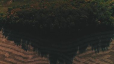 Concept of harvesting. Empty plowed field with dark soil at beginning of spring or end of autumn.
