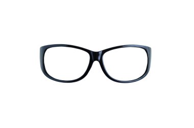 Black frame glasses on a white background. White isolate.
