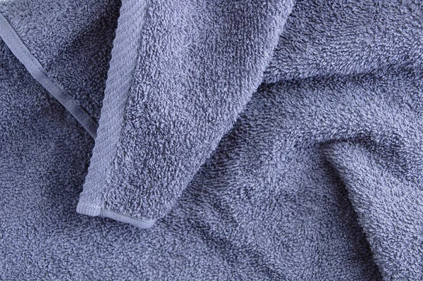 Textura Šedého Froté Ručníku Ostřím Těsně Sebe Domácí Textil — Stock fotografie
