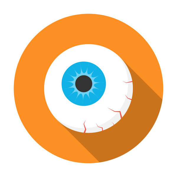 Halloween eyeball icon flat