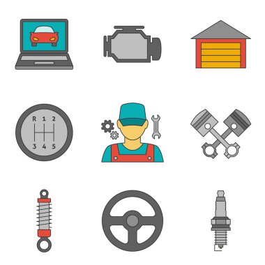 Otomatik hizmet düz çizgi simgeler vol 2