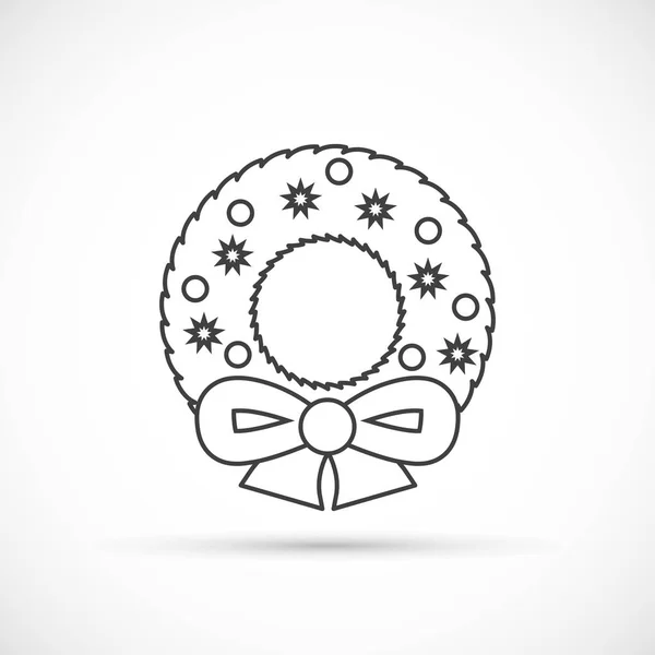 Karácsonyi koszorú vékony vonal ikon — Stock Vector