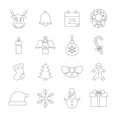 Noel ince çizgi simgeler