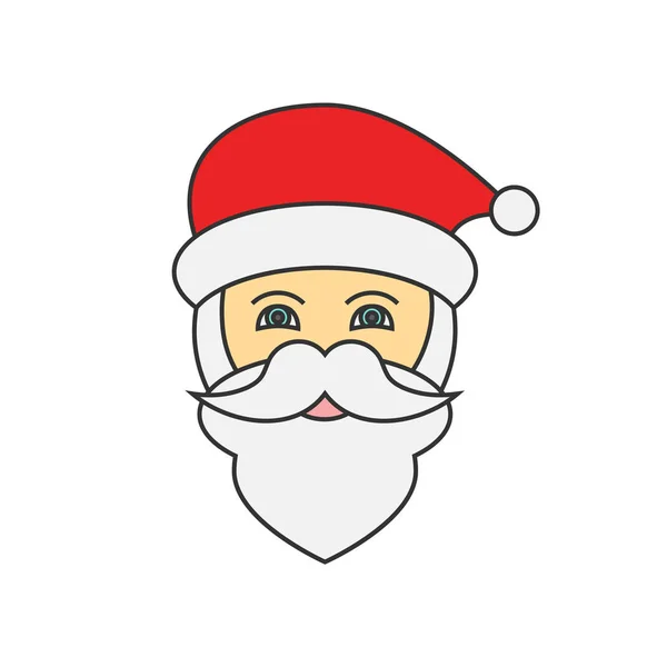 Santa Claus twarz płaska linia ikona — Wektor stockowy