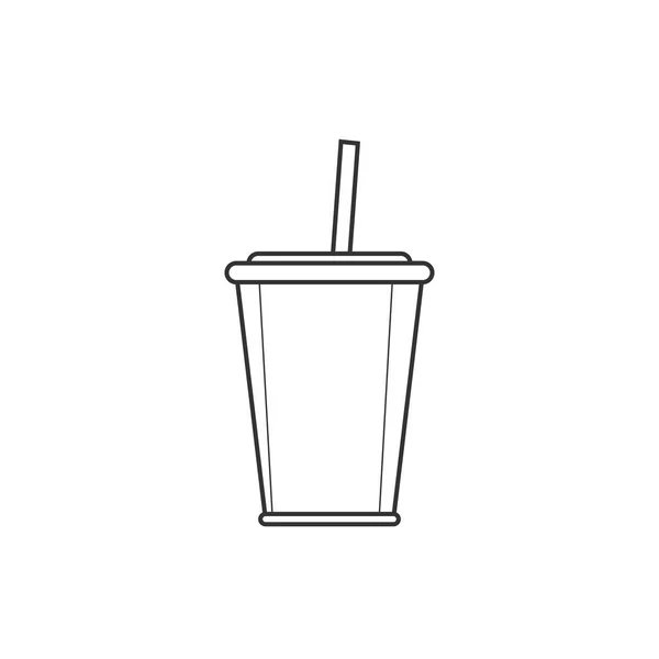 Soda met stro lijn pictogram — Stockvector