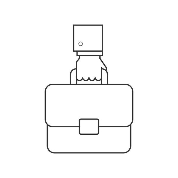 Hand med portfölj linje ikon — Stock vektor