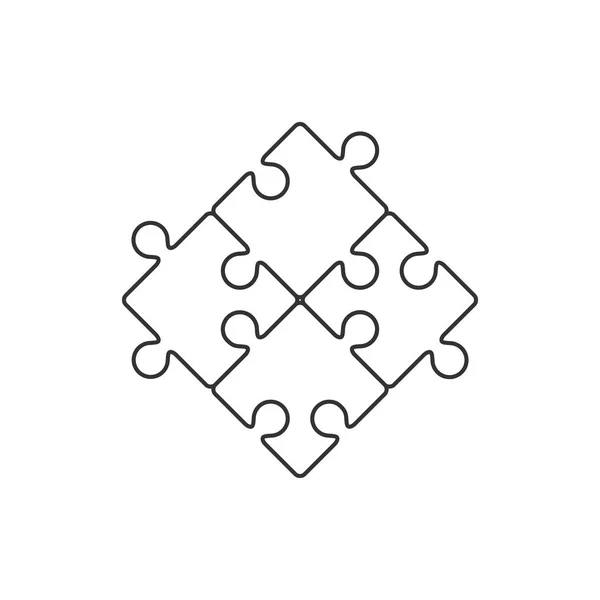 Vierteilige Puzzle-Linie Symbol — Stockvektor