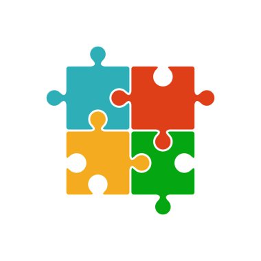 Four piece color puzzle icon clipart