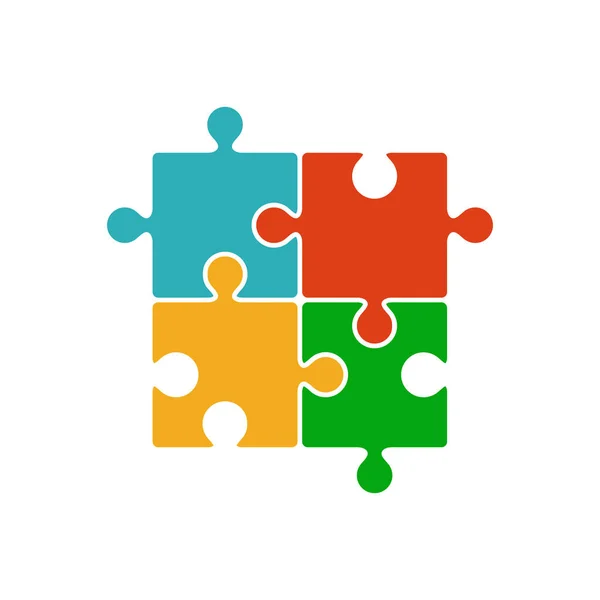 Four piece color puzzle icon — Stock Vector