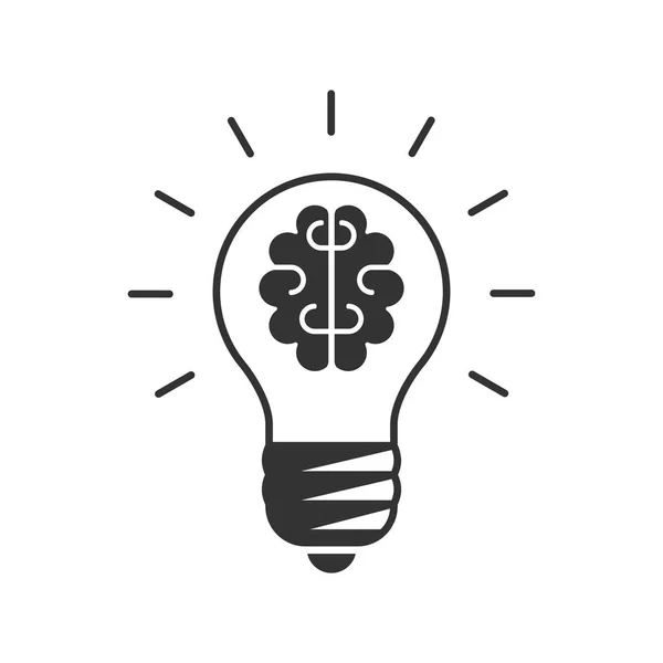 Light bulb with a brain inside icon — Stock Vector