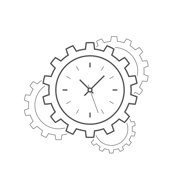 Clock gear line icon — Stock Vector