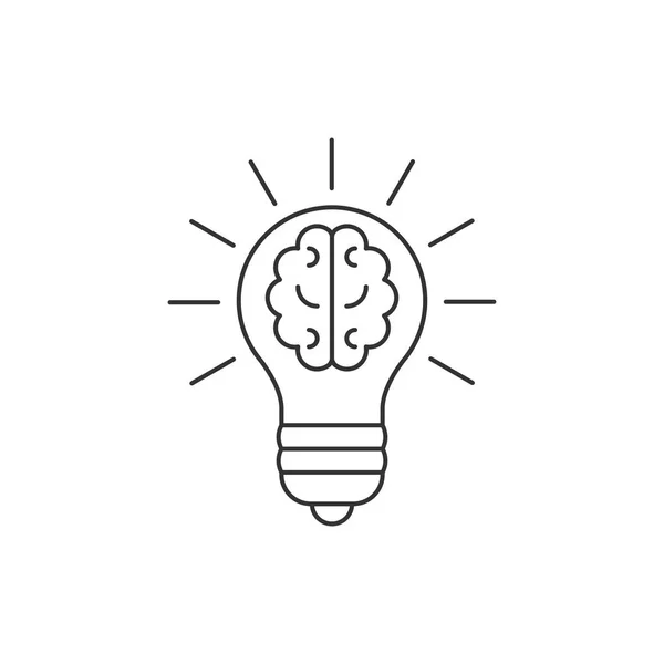 Light bulb with a brain inside line icon — Stock Vector