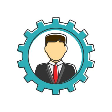 İşadamı vites düz çizgi simgesi