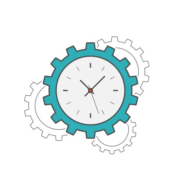Clock gear flat line icon — Stock Vector