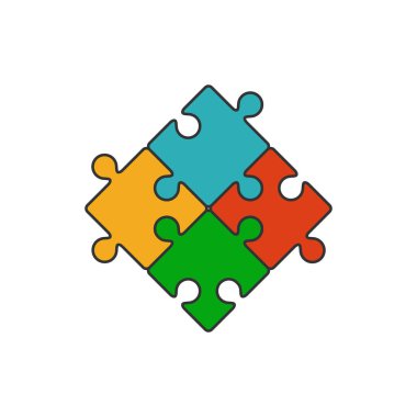 Dört adet bulmaca düz satırı simgesi