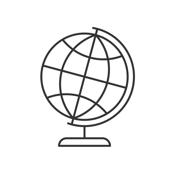 Globo em um ícone linear de suporte — Vetor de Stock