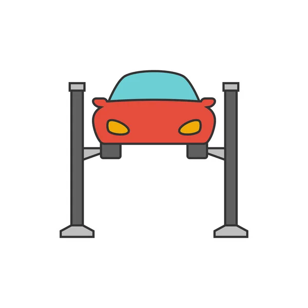 Icono de línea plana de elevación de coche — Vector de stock