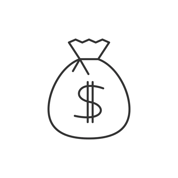 Geld tas lijn pictogram — Stockvector