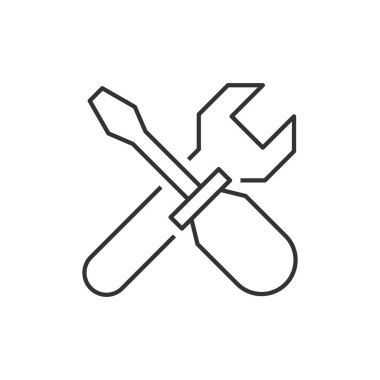 İngiliz anahtarı haçlar tornavida simgesini